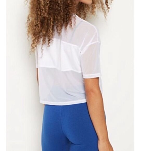 Alright Graphic White Sheer Mesh Workout Short Sleeve Top - Picture 6 of 6